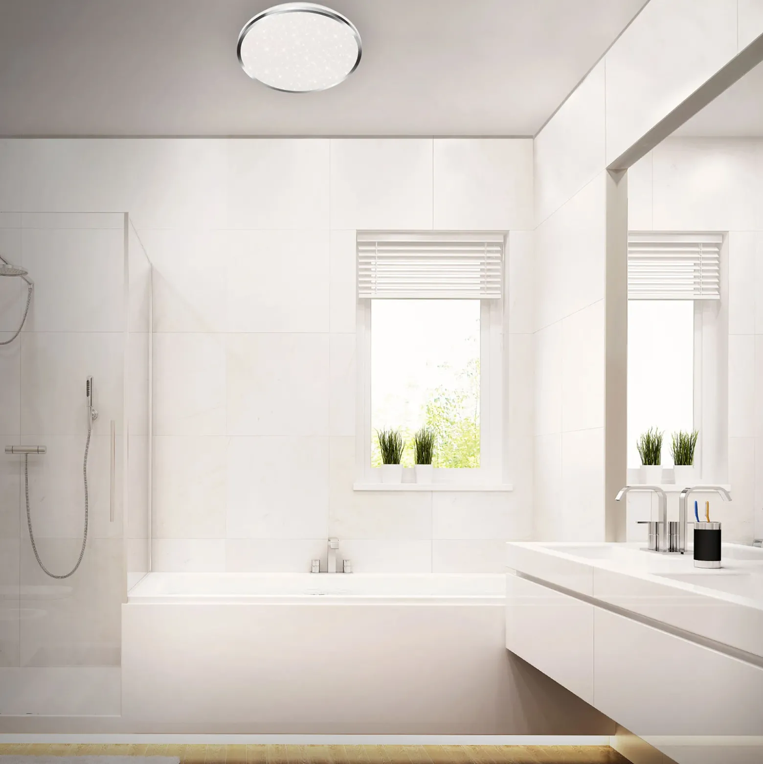 Acorus Plafón LED, IP44, decoración estrella, Ø 33 cm