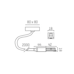 Alimentación de red Volare cable 2m, dosel, blanco
