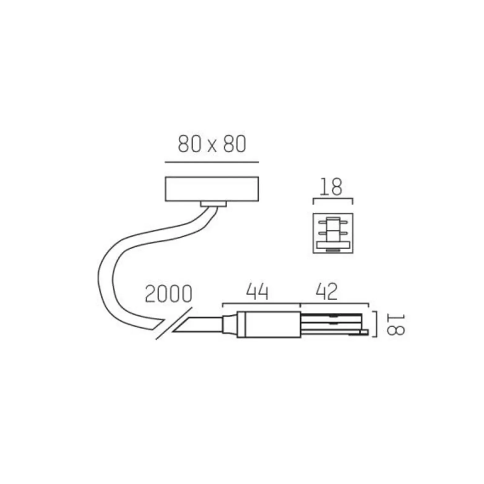 Alimentación de red Volare cable 2m, dosel, blanco