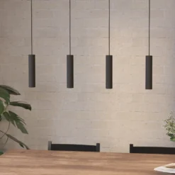 Almudaina lámpara colgante LED, negro, longitud 84 cm, 4 luces,