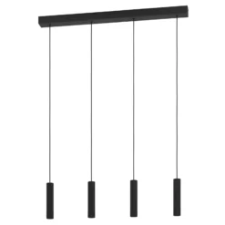 Almudaina lámpara colgante LED, negro, longitud 84 cm, 4 luces,