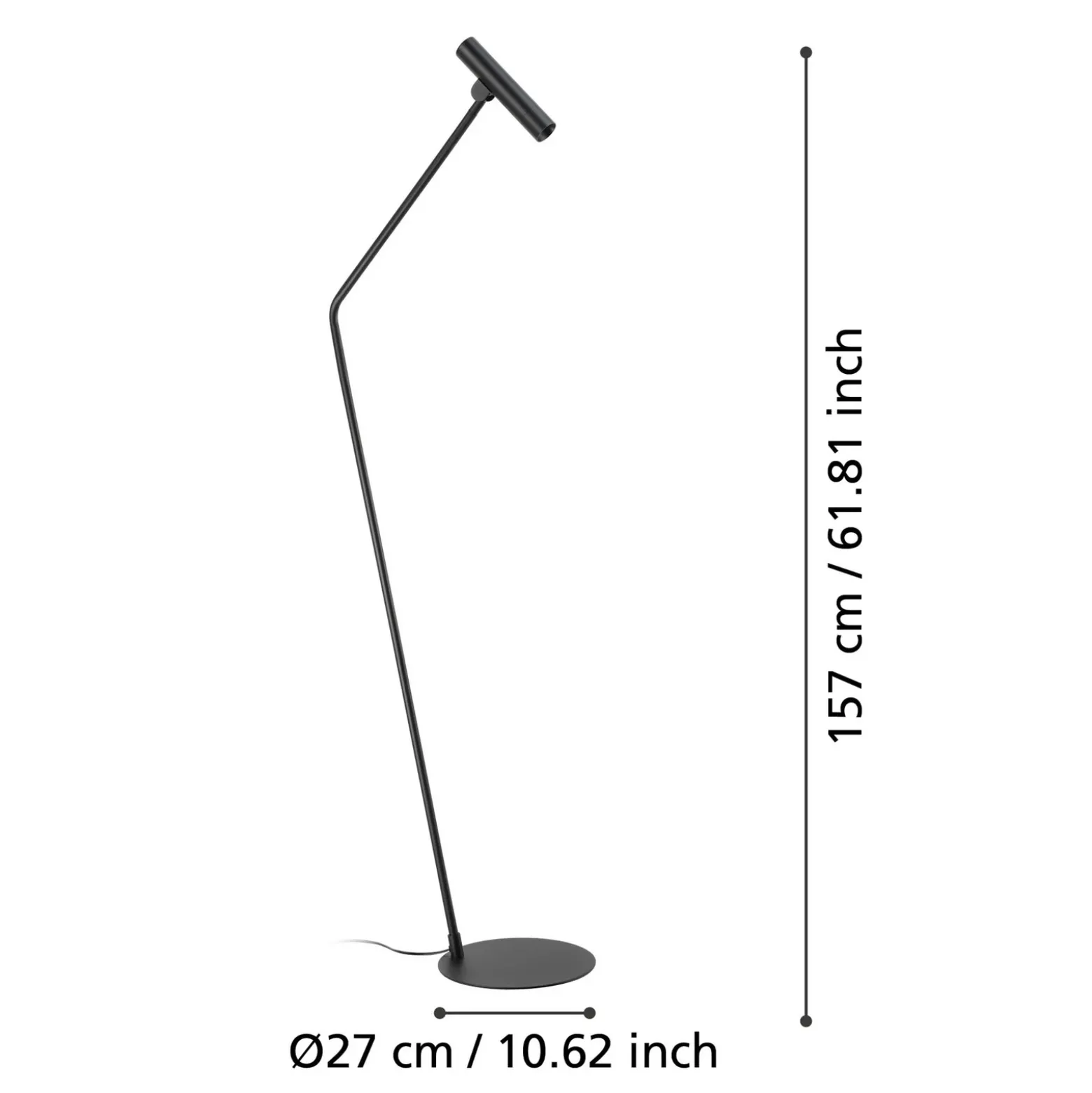 Almudaina lámpara de pie LED, negra, altura 157 cm, acero