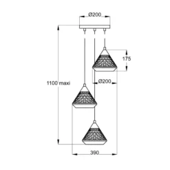 Aluminor Cone lámpara colgante, 3 luces