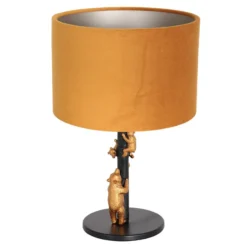 Animaux 8235ZW lámpara de mesa, metal, terciopelo, negro, oro