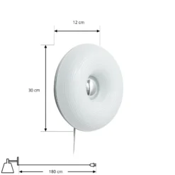 Aplicación de mesa/pared LED Lindby Fjora, blanco/cromo, Ø 30 cm, atenuable.
