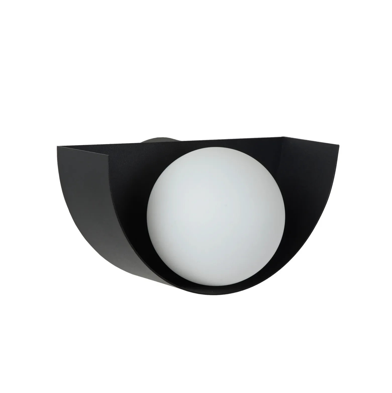 Aplique Benni, pantalla esférica de vidrio, negro