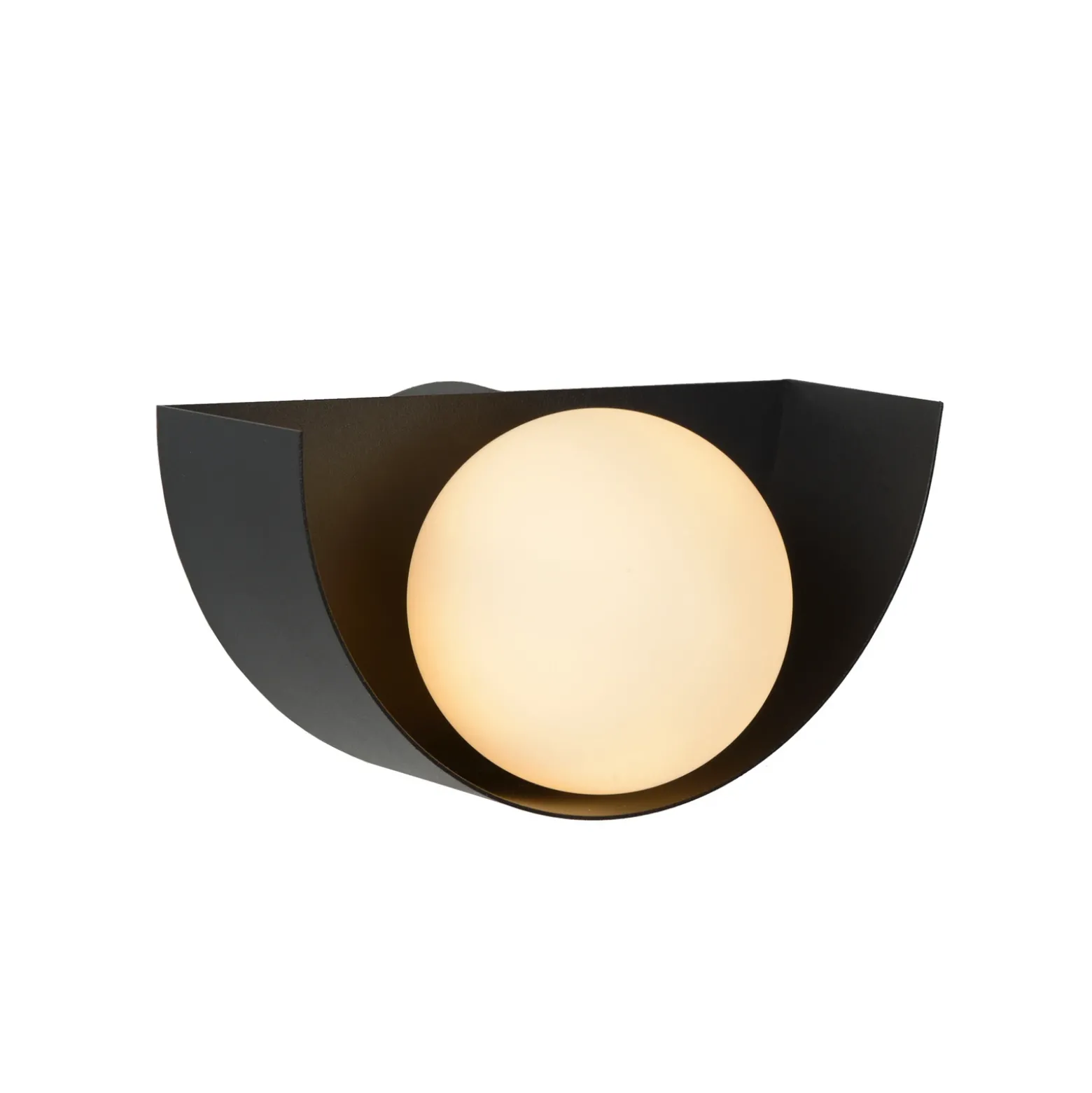 Aplique Benni, pantalla esférica de vidrio, negro