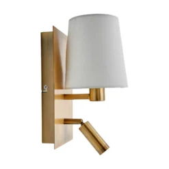 Aplique de pared Aiden de Lindby, 30 cm, latón antiguo, brazo de lectura LED