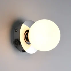 Aplique de pared Alfio, Ø 11 cm, color cromo, metal/vidrio, IP44