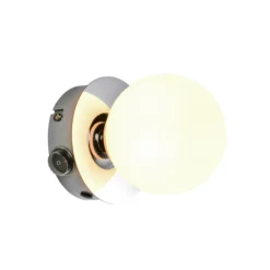 Aplique de pared Alfio, Ø 11 cm, color cromo, metal/vidrio, IP44