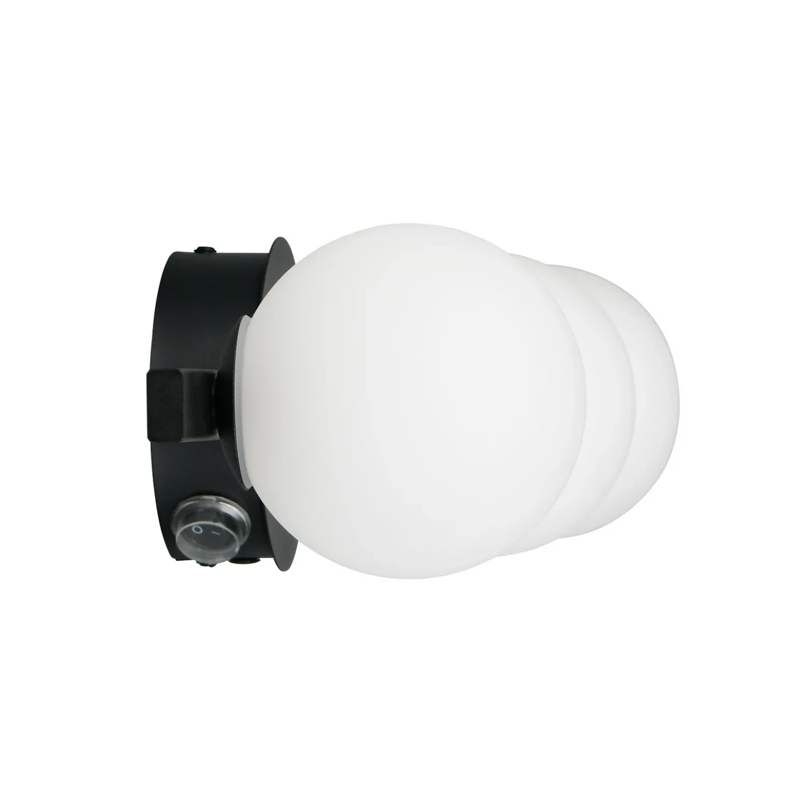 Aplique de pared Alfio, 50 cm, metal negro/cristal, IP44, 3 luces.