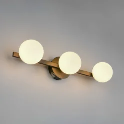 Aplique de pared Alfio, 50 cm, metal negro/cristal, IP44, 3 luces.