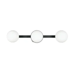 Aplique de pared Alfio, 50 cm, metal negro/cristal, IP44, 3 luces.