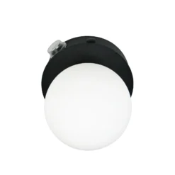 Aplique de pared Alfio, Ø 11 cm, negro mate, metal/cristal, IP44