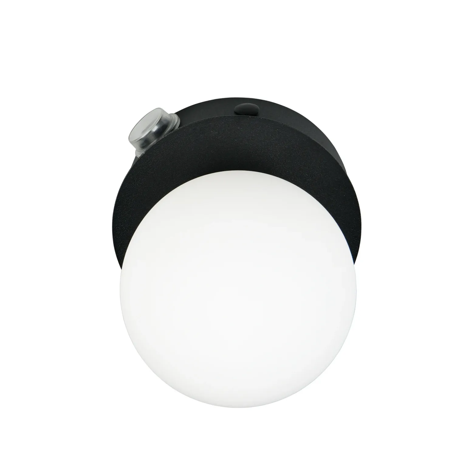 Aplique de pared Alfio, Ø 11 cm, negro mate, metal/cristal, IP44