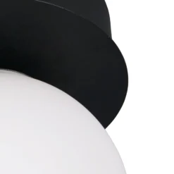 Aplique de pared Alfio, Ø 11 cm, negro mate, metal/cristal, IP44