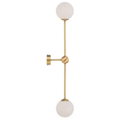 Aplique de pared Alison, de 2 luces, latón/blanco, 89 cm