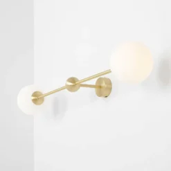 Aplique de pared Alison, 2 luces, latón/blanco, 89 cm