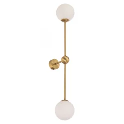 Aplique de pared Alison, 2 luces, latón/blanco, 89 cm