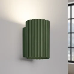 Aplique de pared ALORA, altura 10 cm, verde oliva, metal, 1 x GU10