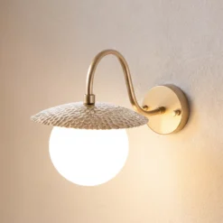 Aplique de pared Anemon, color dorado, altura 29 cm, metal/vidrio, E14