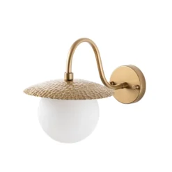 Aplique de pared Anemon, color dorado, altura 29 cm, metal/vidrio, E14