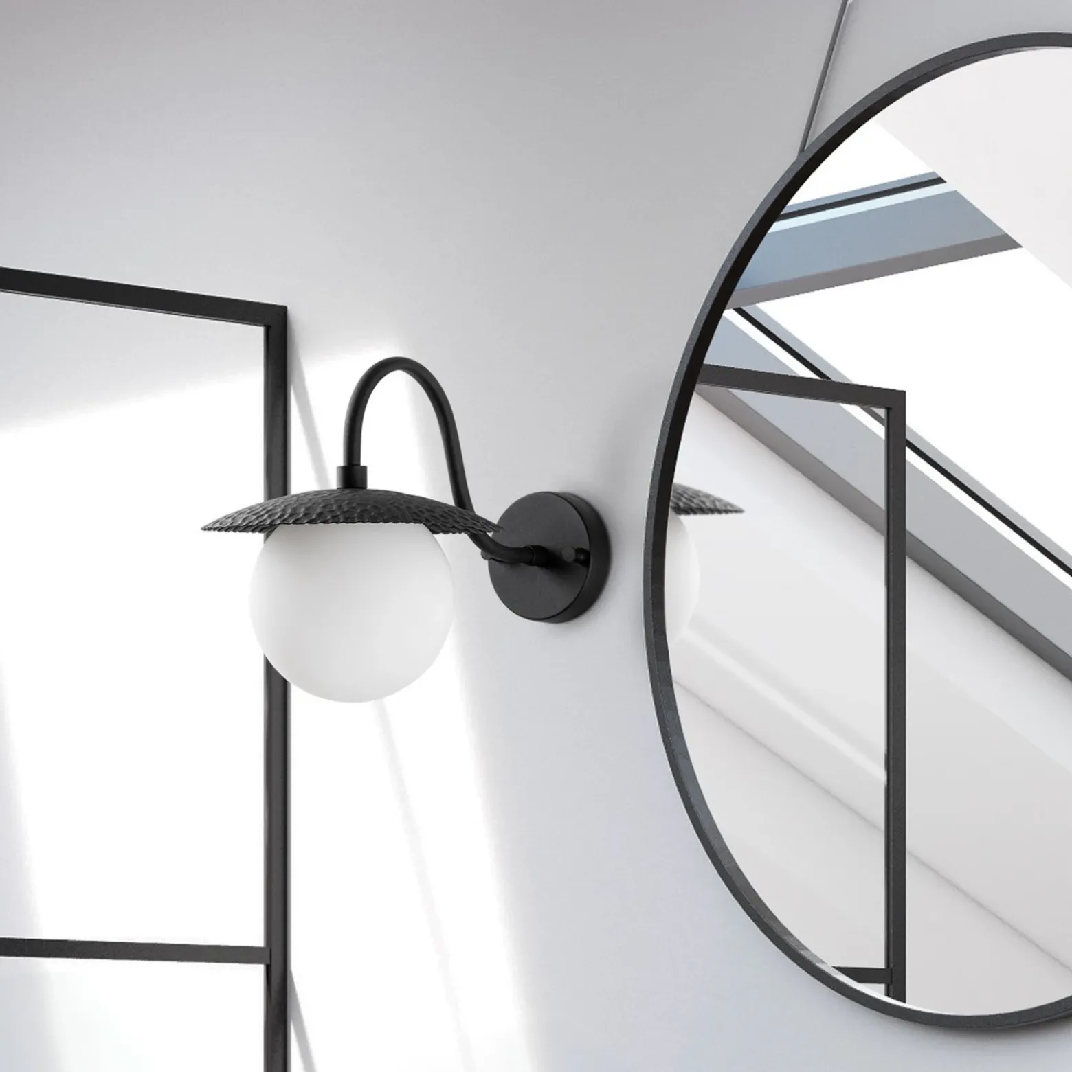 Aplique de pared Anemon, negro, altura 29 cm, metal/cristal, E14