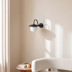 Aplique de pared Anemon, negro, altura 29 cm, metal/cristal, E14