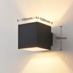 Aplique de pared Arcchio Zuzana, angular, negro, G9, 10 cm de ancho