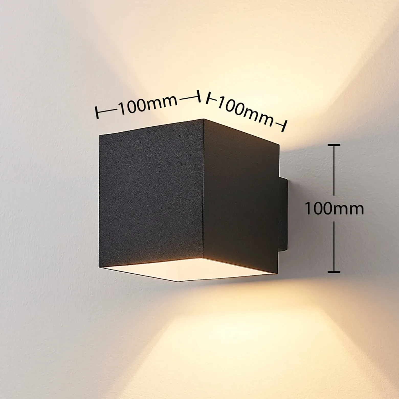 Aplique de pared Arcchio Zuzana, angular, negro, G9, 10 cm de ancho