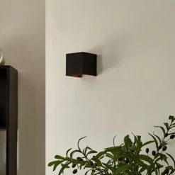 Aplique de pared Arcchio Zuzana, angular, negro-dorado, G9, 10 cm