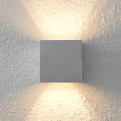 Aplique de pared Arcchio Zuzana, angular, color aluminio, G9, 10 cm