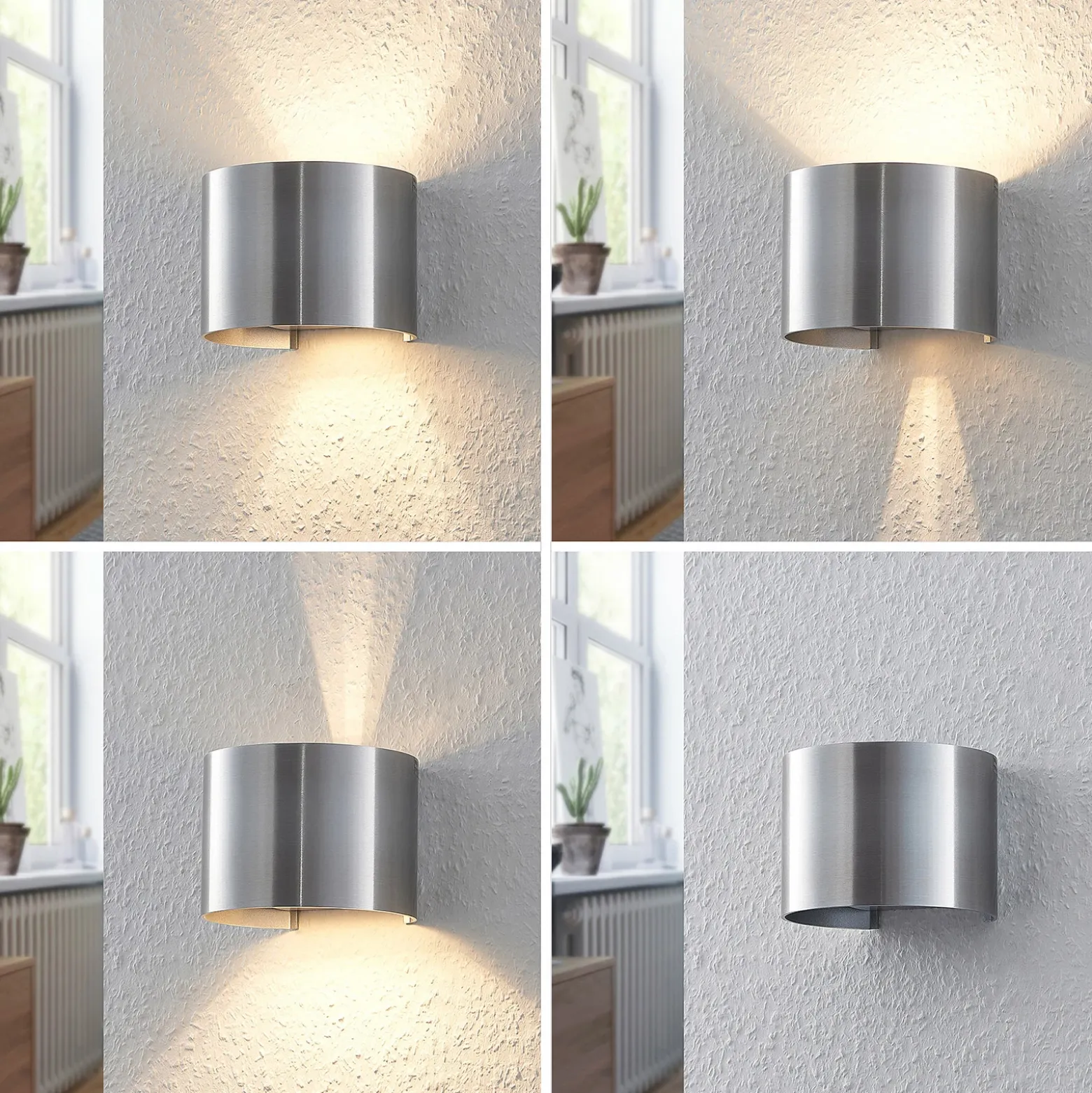 Aplique de pared Arcchio Zuzana, redondo, color aluminio, G9, 13 cm de ancho