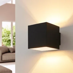 Aplique de pared Arcchio Zuzana, angular, negro, G9, 10 cm de ancho