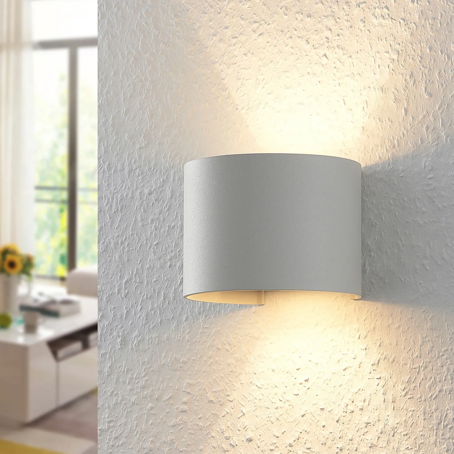 Aplique de pared Arcchio Zuzana, redondo, blanco, G9, 13 cm de ancho