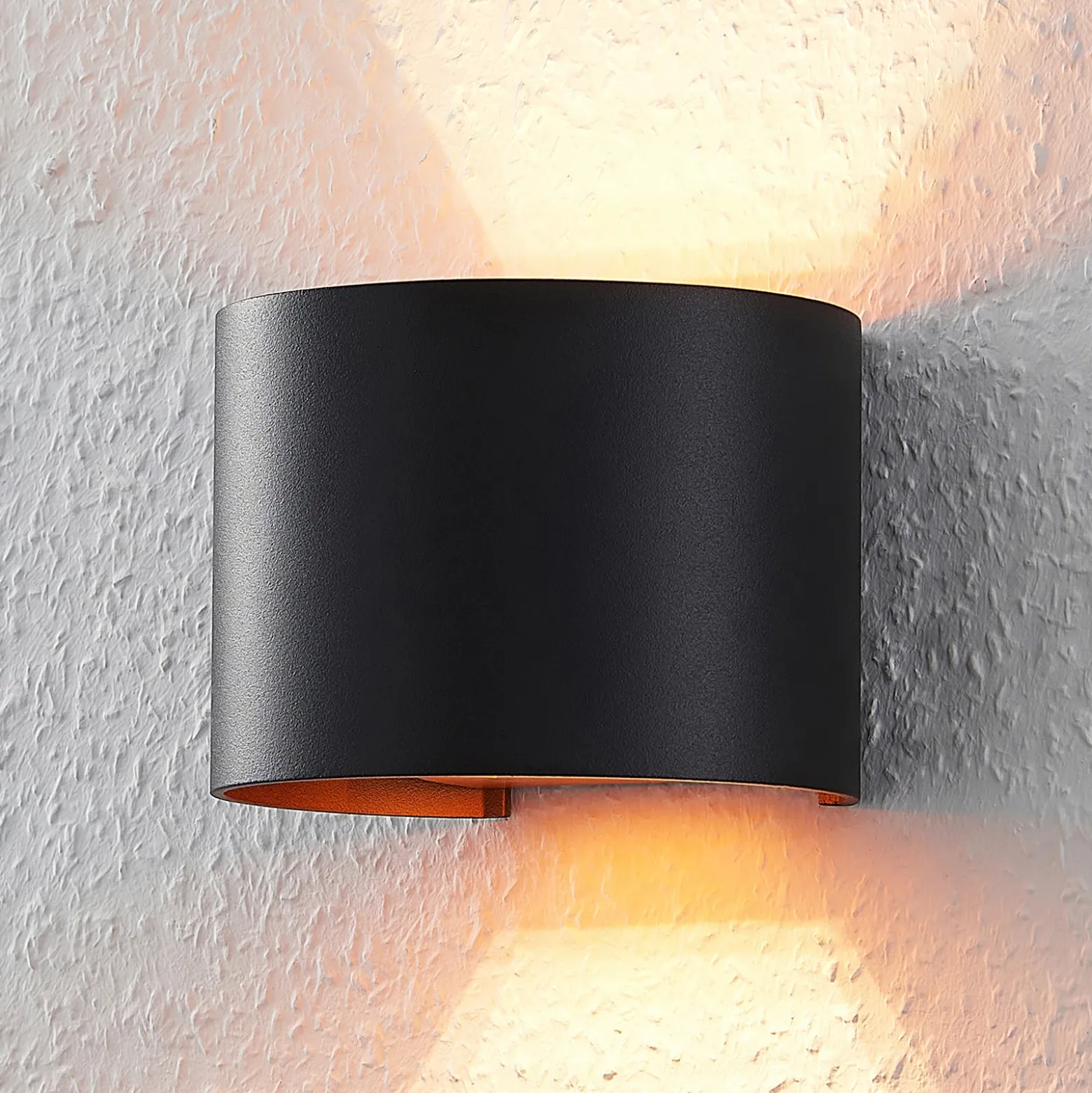 Aplique de pared Arcchio Zuzana, redondo, negro, G9, 13 cm de ancho