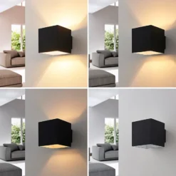 Aplique de pared Arcchio Zuzana, juego de 2, negro, G9, 10 cm de ancho