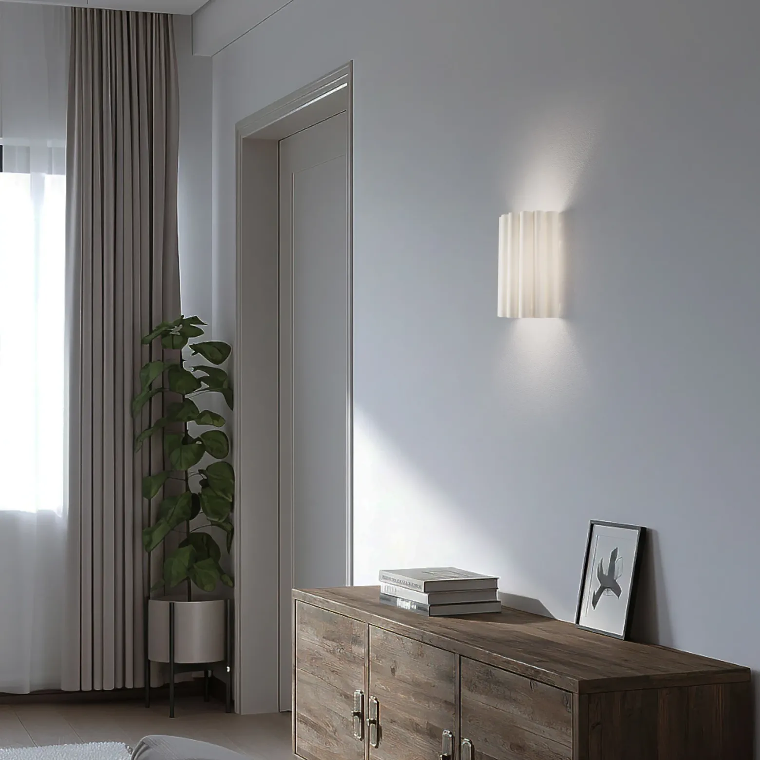 Aplique de pared Aria, crudo, microfibra, E27