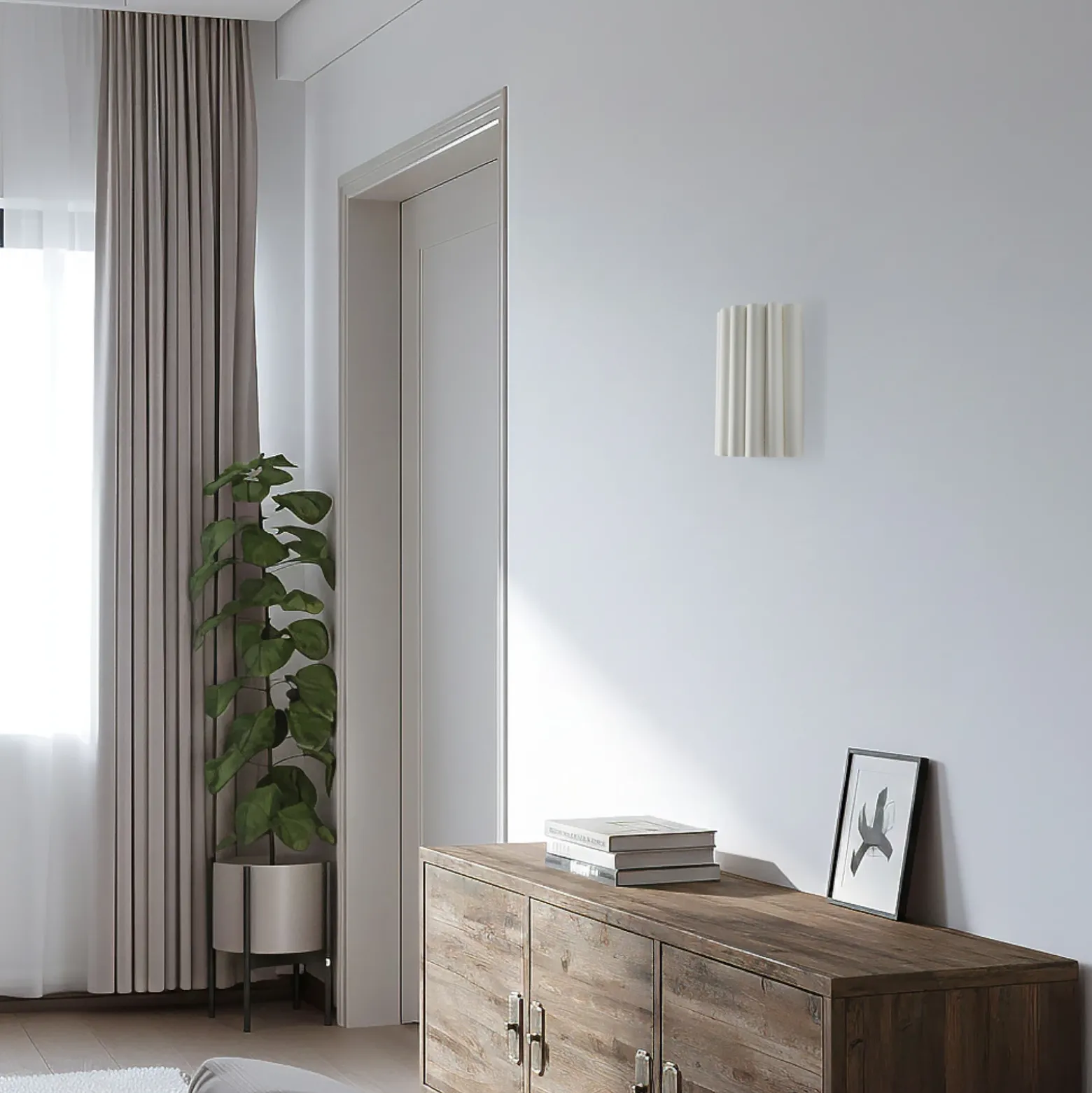 Aplique de pared Aria, crudo, microfibra, E27
