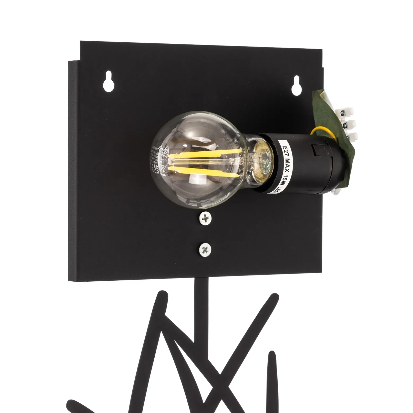 Aplique de pared Asaf 6984 con pantalla de tela negra