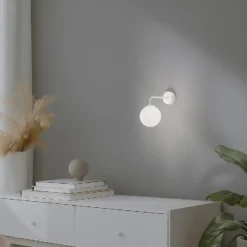 Aplique de pared Astral, blanco, proyección 22 cm, acero/vidrio