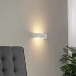 Aplique de pared Atrato, blanco, acero, ancho 35 cm