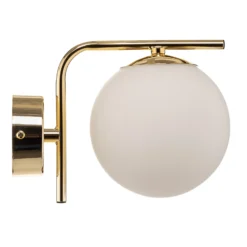 Aplique de pared Aurora, dorado, cristal, 17 cm de alto, esférico, E14