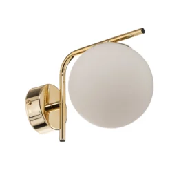 Aplique de pared Aurora, dorado, cristal, 17 cm de alto, esférico, E14