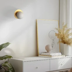 Aplique de pared Aylin, dorado, Ø 15 cm, metal, G9