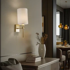 Aplique de pared Azzi con pantalla textil y 1 luz, blanco