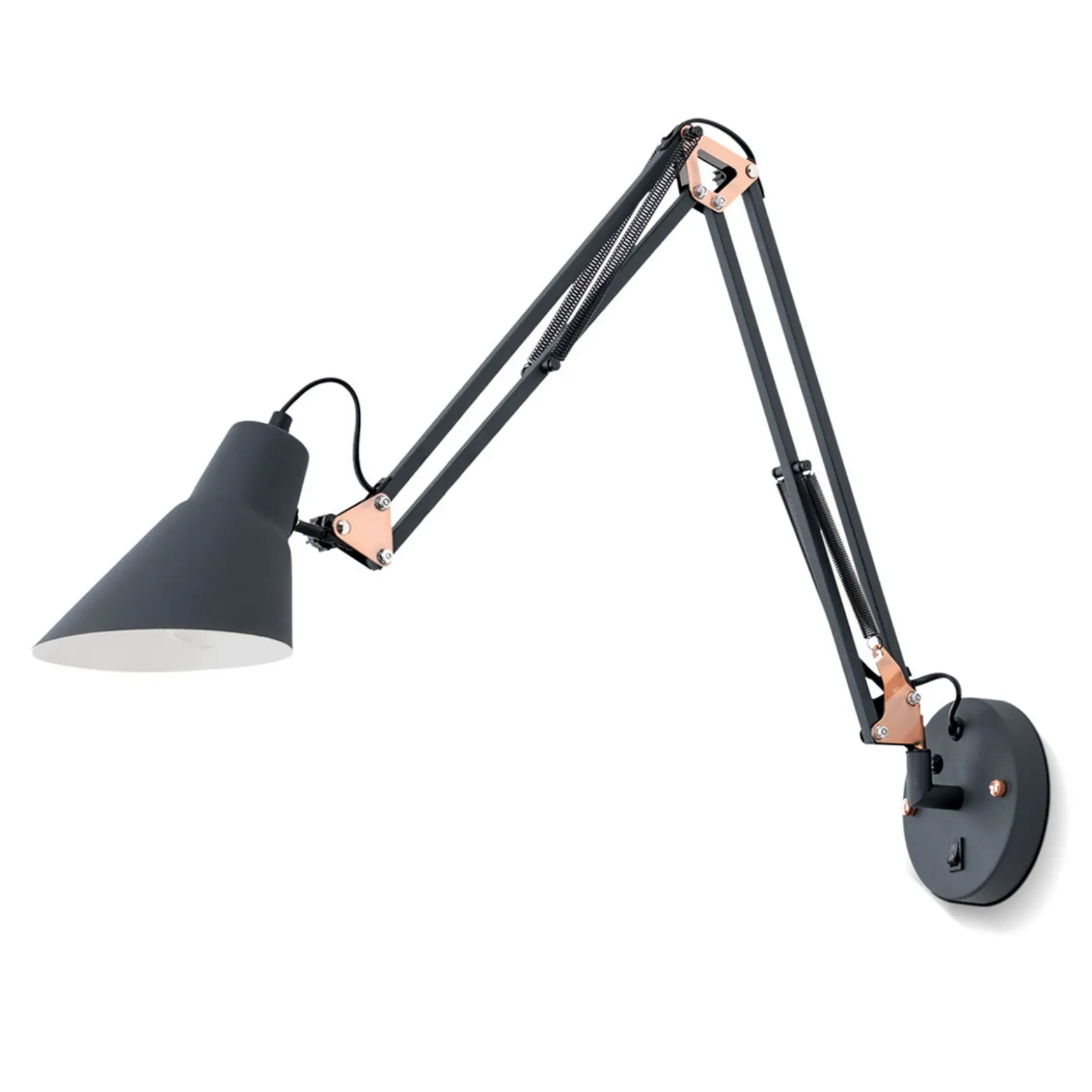 Aplique de pared Bachelor con equilibrador de muelle e interruptor