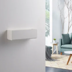 Aplique de pared Benno, 29 cm, yeso, blanco, angular, G9