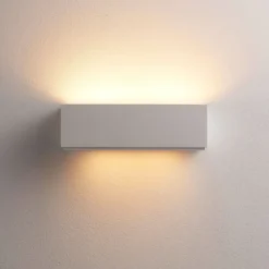 Aplique de pared Benno, 29 cm, yeso, blanco, angular, G9