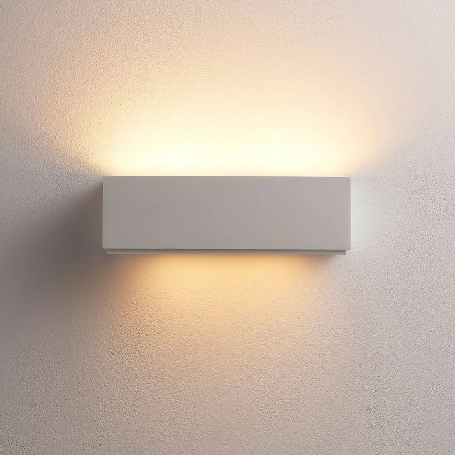 Aplique de pared Benno, 29 cm, yeso, blanco, angular, G9